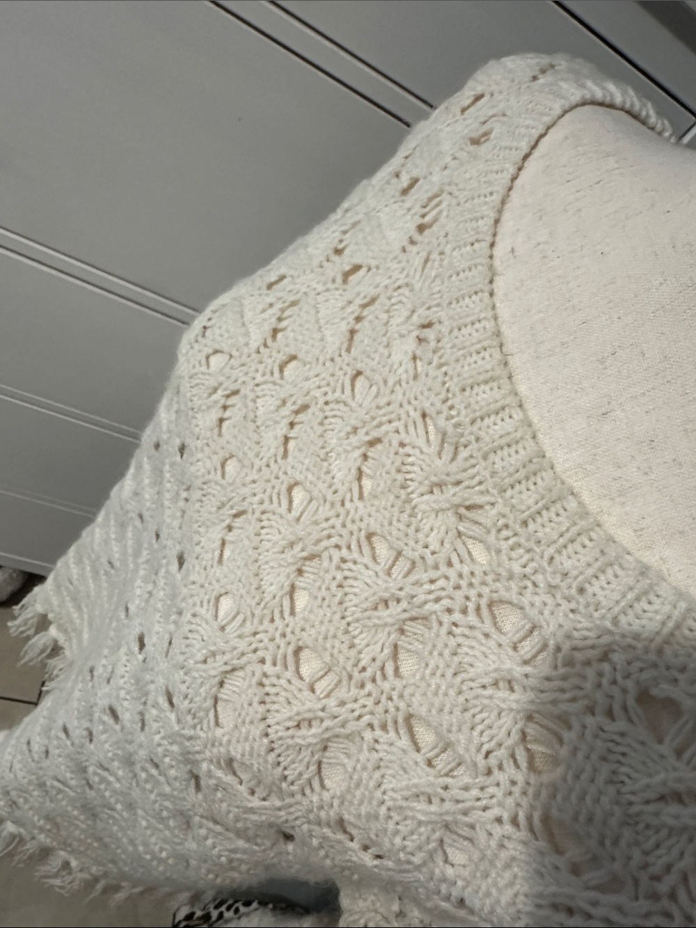 Ruby Rd. Ivory Open-Knit Fringe Pullover - Picture 6 of 6